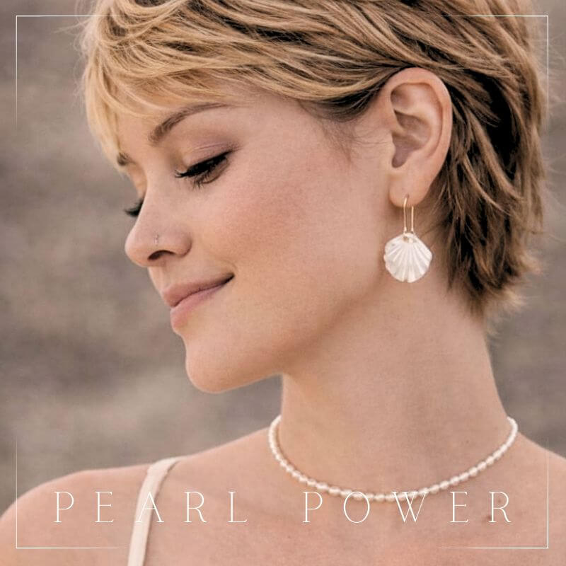 muse wears jewellery from the pearl power selection