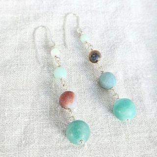 graduating natural amazonite tier drop earrings