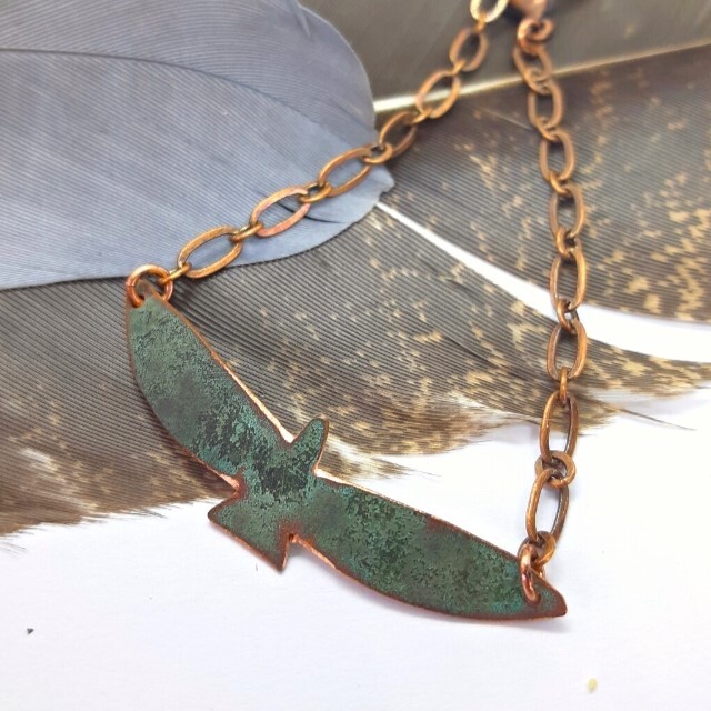 copper bird anklet handmade in NZ