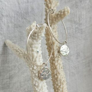 bird hoop earrings in silver