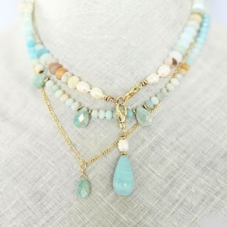 stacked amazonite necklaces