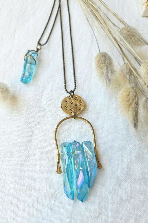 Charlotte Multi Crystal Brass Pendant with Felicity Pendant