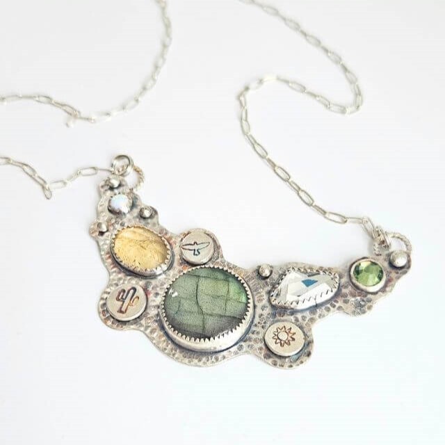multi gemstone pendant in argentium silver