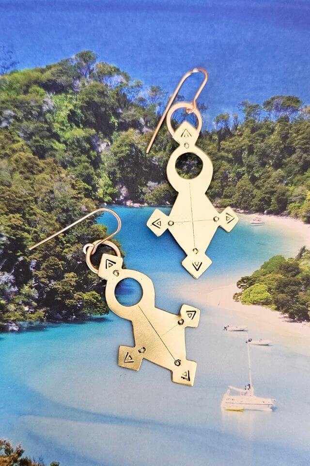 Southern Cross Earrings in brass