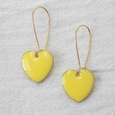 sunny yellow love heart earrings