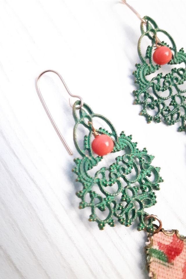 Scarlett Verdigris Statement Earrings | Bird of Prey Jewellery