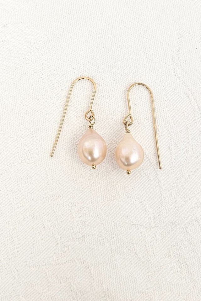 Blush Pink Teardrop Pearl Earrings