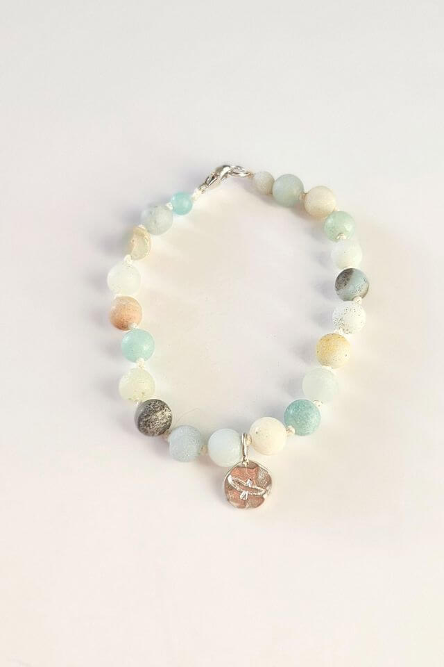 Freebird Amazonite Bracelet with Argentium Silver Bird Charm
