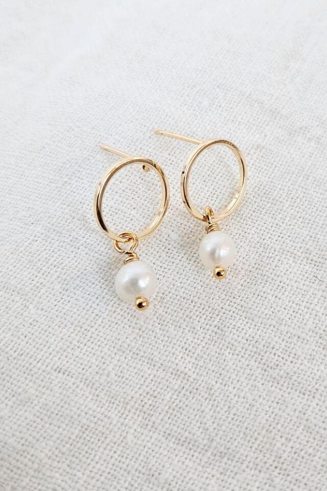 Freshwater Pearl Circlet Stud Earrings