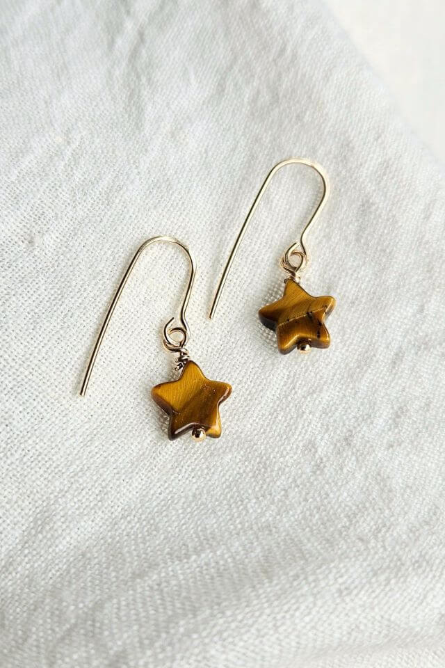 Tiger Eye Star Earrings