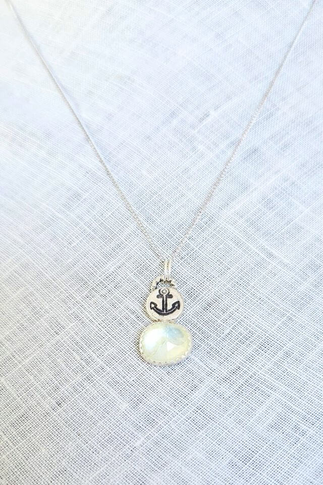 Argentium Silver Prehnite Anchor Pendant
