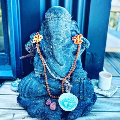 Ganesha on the deck at Yogacoastplus studio in Makarori NZ
