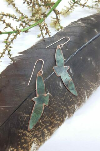 Cruise Control Copper Bird Earrings