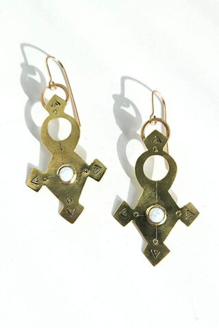 Southern Cross Earrings with Opals set in Brass