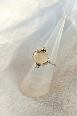Argentium Silver Citrine Heart Silhouette Ring Size 5.5