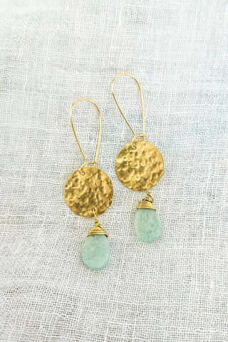 Helios Amazonite Brass Earrings