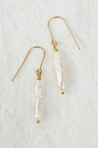 White Biwa Pearl Earrings