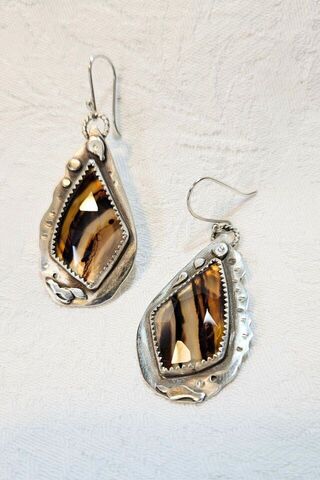 Argentium Silver Gemstone Butterfly Wing Earrings