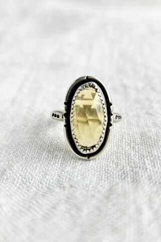 Silver Tribal Ring with Citrine Gemstone