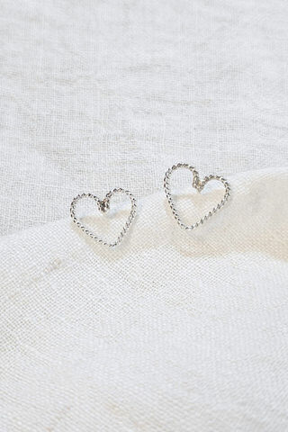 Twisted Silver Heart Studs