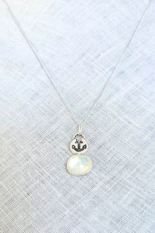 Argentium Silver Prehnite Anchor Pendant