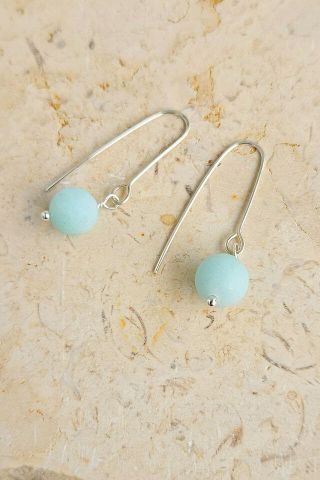 Handmade Amazonite Sphere Earrings in Argentium Silver or 14 kt gold-fill