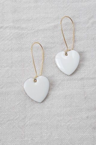 White Love Drop Earrings