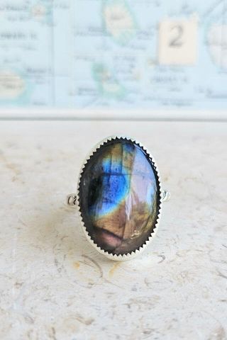 Argentium Silver Pekapeka Labradorite Ring #2