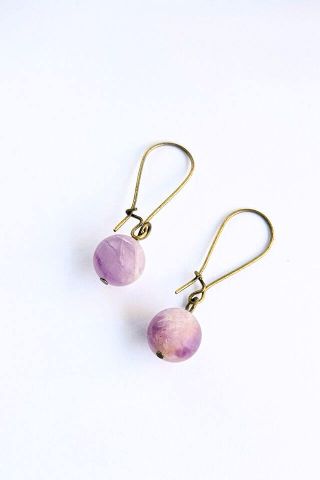 Brass and Amethyst Earrings