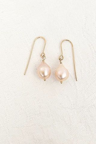 Blush Pink Teardrop Pearl Earrings