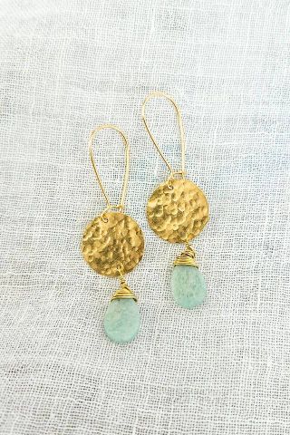 Helios Amazonite Brass Earrings