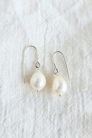White Freshwater Pearl Teardrop Earrings