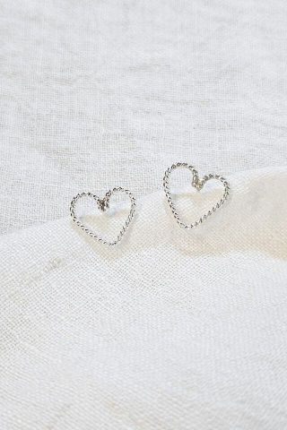Twisted Silver Heart Studs