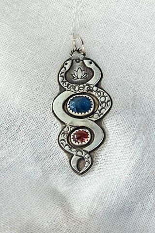 Chi Serpent Pendant with Kyanite and Tourmaline