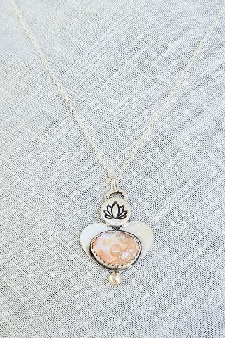 Argentium Silver Ocean Jasper Lotus Pendant